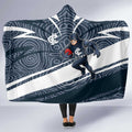 Carlton Blues Australian Football Hooded Blanket Superhero Mascot With Indigenous Pattern Art
