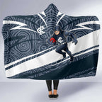 Carlton Blues Australian Football Hooded Blanket Superhero Mascot With Indigenous Pattern Art