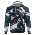Carlton Blues Australian Football Hoodie Superhero Mascot With Indigenous Pattern Art