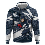 Carlton Blues Australian Football Hoodie Superhero Mascot With Indigenous Pattern Art