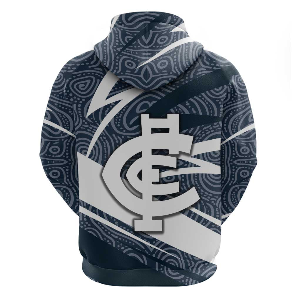 Carlton Blues Australian Football Hoodie Superhero Mascot With Indigenous Pattern Art