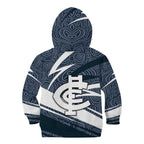 Carlton Blues Australian Football Kid Hoodie Superhero Mascot With Indigenous Pattern Art