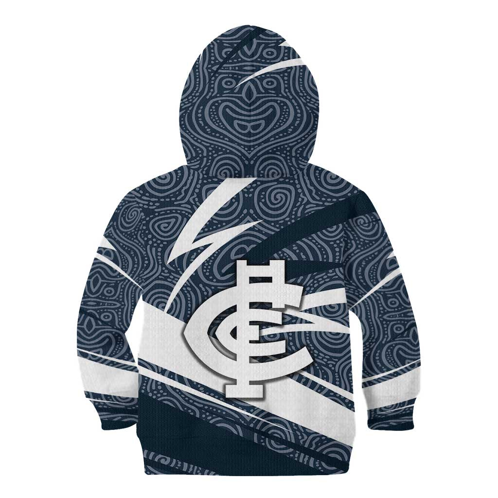 Carlton Blues Australian Football Kid Hoodie Superhero Mascot With Indigenous Pattern Art