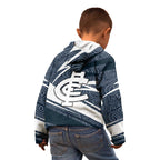 Carlton Blues Australian Football Kid Hoodie Superhero Mascot With Indigenous Pattern Art