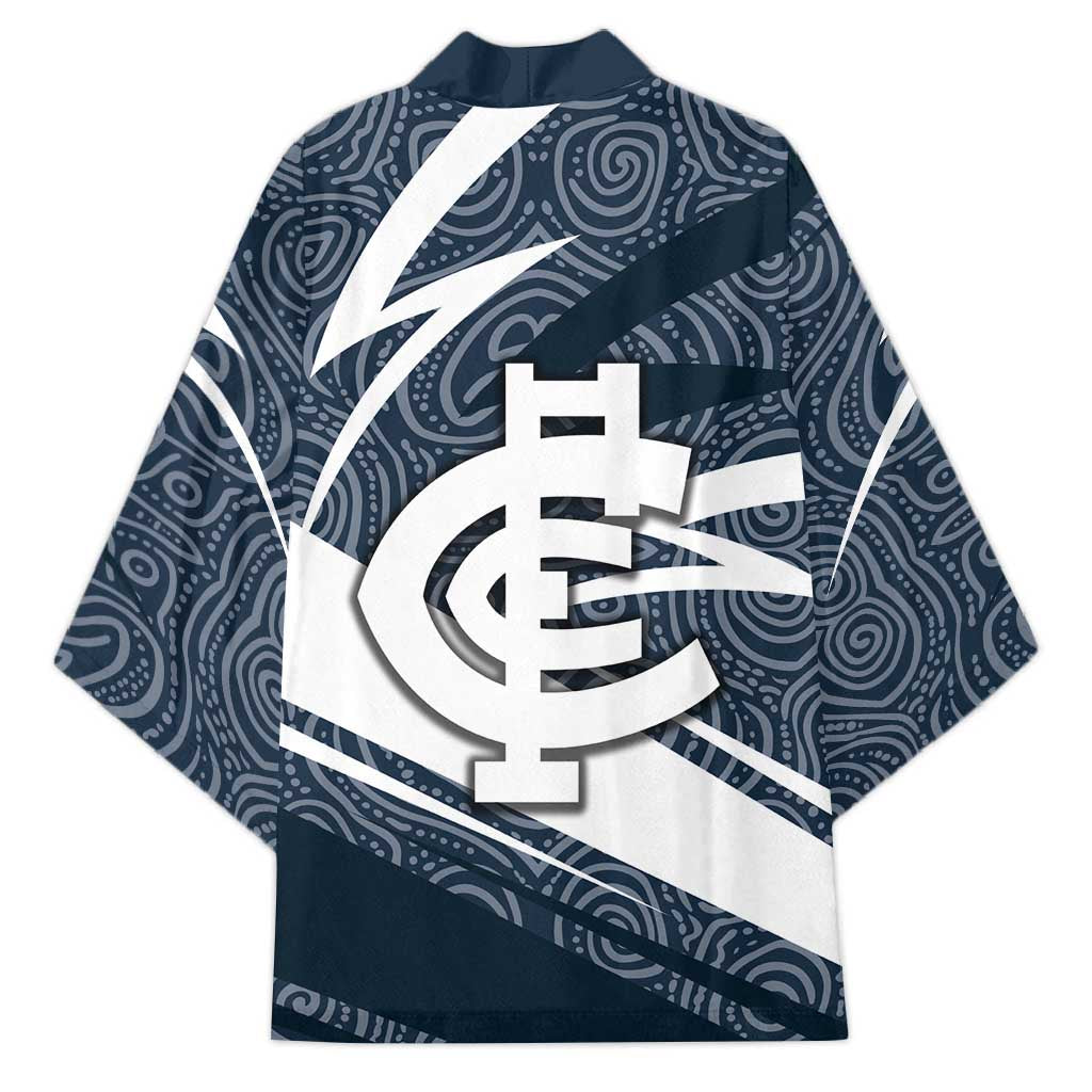 Carlton Blues Australian Football Kimono Superhero Mascot With Indigenous Pattern Art