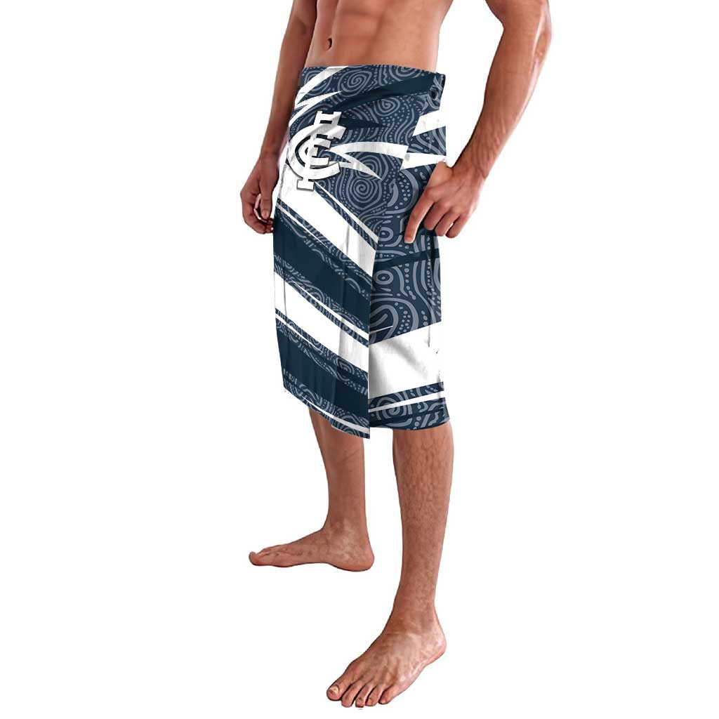Carlton Blues Australian Football Lavalava Superhero Mascot With Indigenous Pattern Art