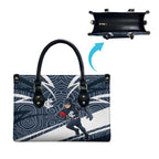 Carlton Blues Australian Football Leather Bag Superhero Mascot With Indigenous Pattern Art