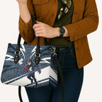 Carlton Blues Australian Football Leather Bag Superhero Mascot With Indigenous Pattern Art