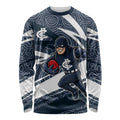 Carlton Blues Australian Football Long Sleeve Shirt Superhero Mascot With Indigenous Pattern Art