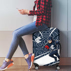 Carlton Blues Australian Football Luggage Cover Superhero Mascot With Indigenous Pattern Art