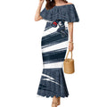 Carlton Blues Australian Football Mermaid Dress Superhero Mascot With Indigenous Pattern Art