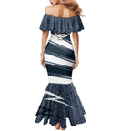 Carlton Blues Australian Football Mermaid Dress Superhero Mascot With Indigenous Pattern Art