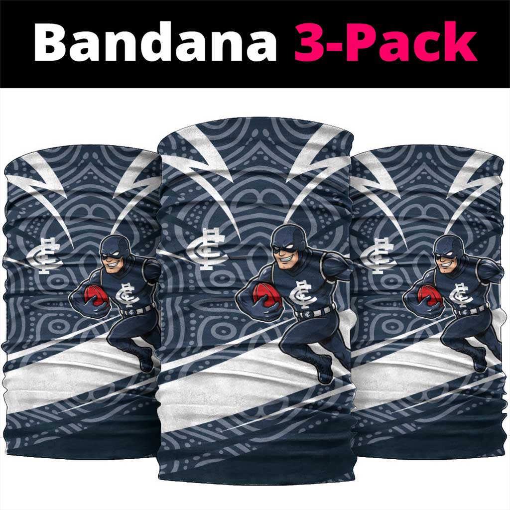 Carlton Blues Australian Football Neck Gaiter Superhero Mascot With Indigenous Pattern Art