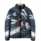 Carlton Blues Australian Football Padded Jacket Superhero Mascot With Indigenous Pattern Art