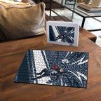 Carlton Blues Australian Football Puzzle Superhero Mascot With Indigenous Pattern Art