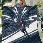Carlton Blues Australian Football Quilt Superhero Mascot With Indigenous Pattern Art