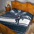 Carlton Blues Australian Football Quilt Superhero Mascot With Indigenous Pattern Art