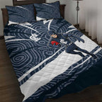 Carlton Blues Australian Football Quilt Bed Set Superhero Mascot With Indigenous Pattern Art