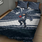 Carlton Blues Australian Football Quilt Bed Set Superhero Mascot With Indigenous Pattern Art