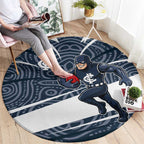 Carlton Blues Australian Football Round Carpet Superhero Mascot With Indigenous Pattern Art