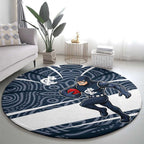 Carlton Blues Australian Football Round Carpet Superhero Mascot With Indigenous Pattern Art