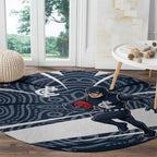 Carlton Blues Australian Football Round Carpet Superhero Mascot With Indigenous Pattern Art