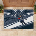 Carlton Blues Australian Football Rubber Doormat Superhero Mascot With Indigenous Pattern Art