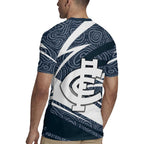 Carlton Blues Australian Football Rugby Jersey Superhero Mascot With Indigenous Pattern Art
