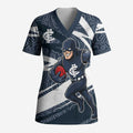 Carlton Blues Australian Football Scrub Top Superhero Mascot With Indigenous Pattern Art