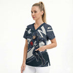 Carlton Blues Australian Football Scrub Top Superhero Mascot With Indigenous Pattern Art