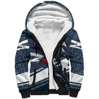 Carlton Blues Australian Football Sherpa Hoodie Superhero Mascot With Indigenous Pattern Art