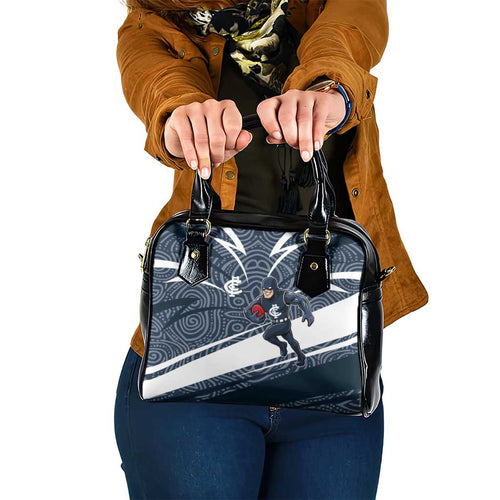 Carlton Blues Australian Football Shoulder Handbag Superhero Mascot With Indigenous Pattern Art