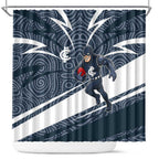 Carlton Blues Australian Football Shower Curtain Superhero Mascot With Indigenous Pattern Art