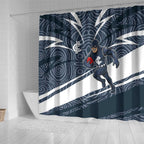 Carlton Blues Australian Football Shower Curtain Superhero Mascot With Indigenous Pattern Art
