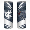Carlton Blues Australian Football Skinny Tumbler Superhero Mascot With Indigenous Pattern Art