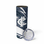 Carlton Blues Australian Football Skinny Tumbler Superhero Mascot With Indigenous Pattern Art