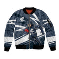 Carlton Blues Australian Football Sleeve Zip Bomber Jacket Superhero Mascot With Indigenous Pattern Art