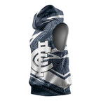 Carlton Blues Australian Football Sleeveless Hoodie Superhero Mascot With Indigenous Pattern Art