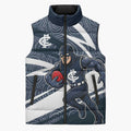 Carlton Blues Australian Football Sleeveless Puffer Jacket Superhero Mascot With Indigenous Pattern Art