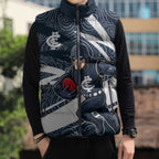 Carlton Blues Australian Football Sleeveless Puffer Jacket Superhero Mascot With Indigenous Pattern Art