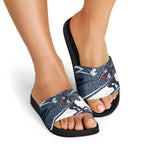 Carlton Blues Australian Football Slide Sandals Superhero Mascot With Indigenous Pattern Art