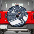 Carlton Blues Australian Football Spare Tire Cover Superhero Mascot With Indigenous Pattern Art