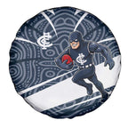 Carlton Blues Australian Football Spare Tire Cover Superhero Mascot With Indigenous Pattern Art