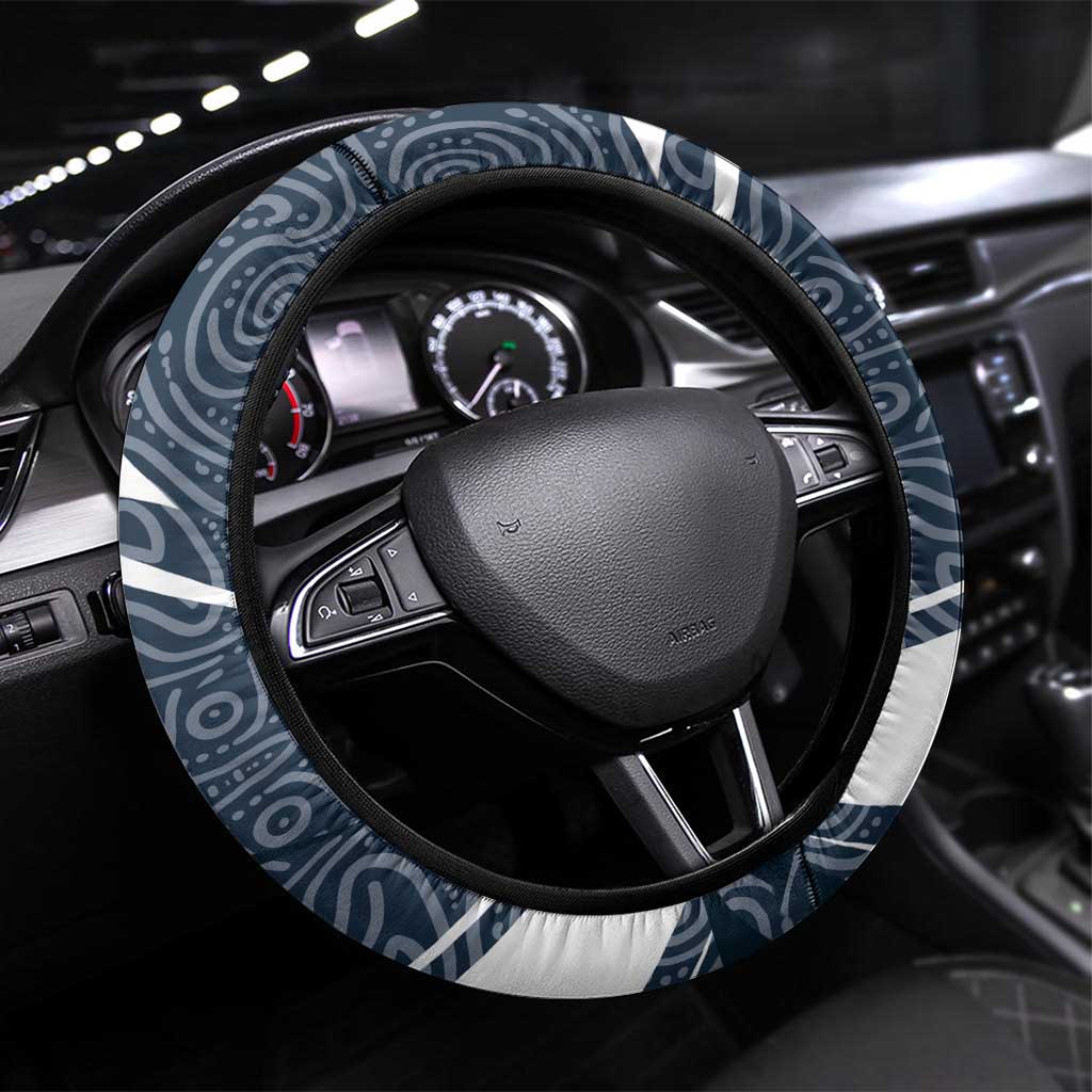 Carlton Blues Australian Football Steering Wheel Cover Superhero Mascot With Indigenous Pattern Art