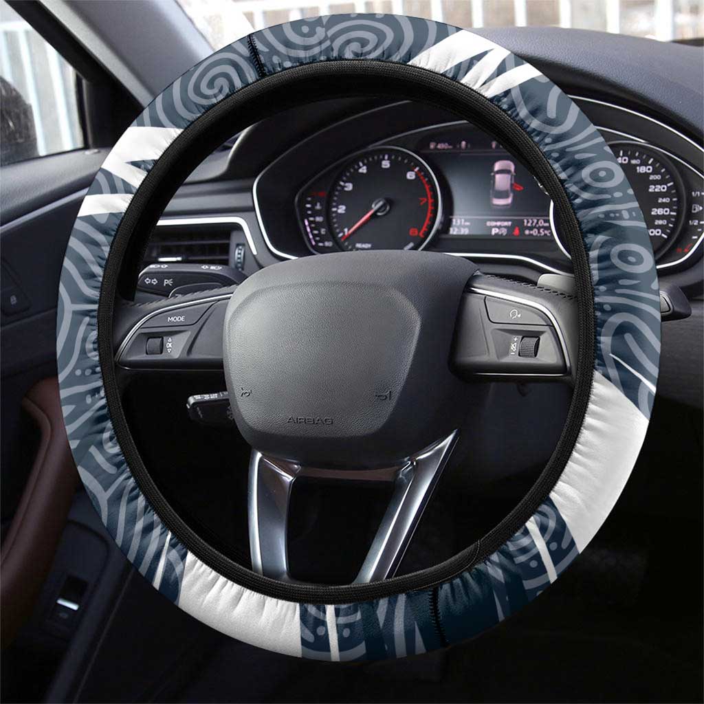 Carlton Blues Australian Football Steering Wheel Cover Superhero Mascot With Indigenous Pattern Art