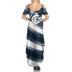 Carlton Blues Australian Football Summer Maxi Dress Superhero Mascot With Indigenous Pattern Art