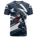 Carlton Blues Australian Football T Shirt Superhero Mascot With Indigenous Pattern Art