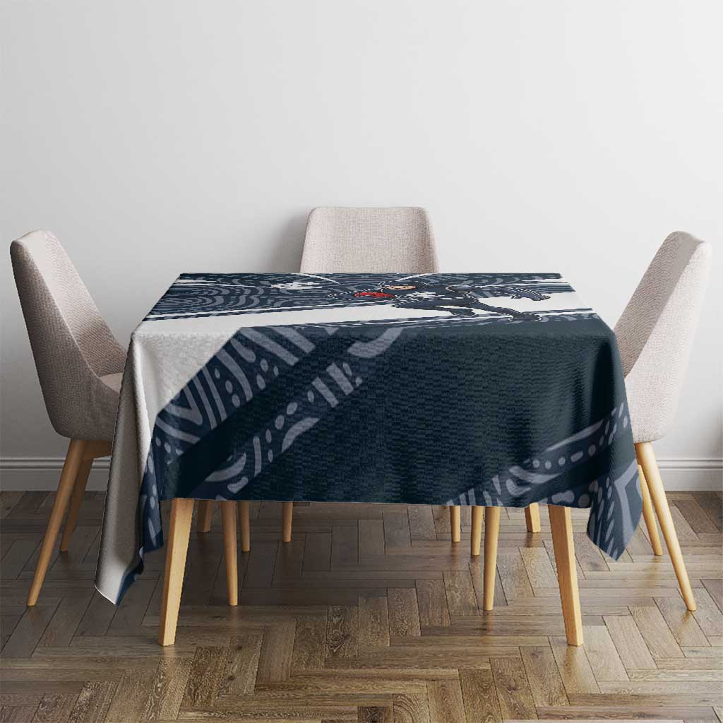 Carlton Blues Australian Football Tablecloth Superhero Mascot With Indigenous Pattern Art