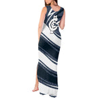 Carlton Blues Australian Football Tank Maxi Dress Superhero Mascot With Indigenous Pattern Art