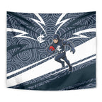 Carlton Blues Australian Football Tapestry Superhero Mascot With Indigenous Pattern Art